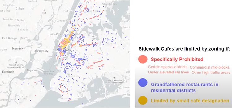 sidewalk café was prohibited from certain zones before the pandemic