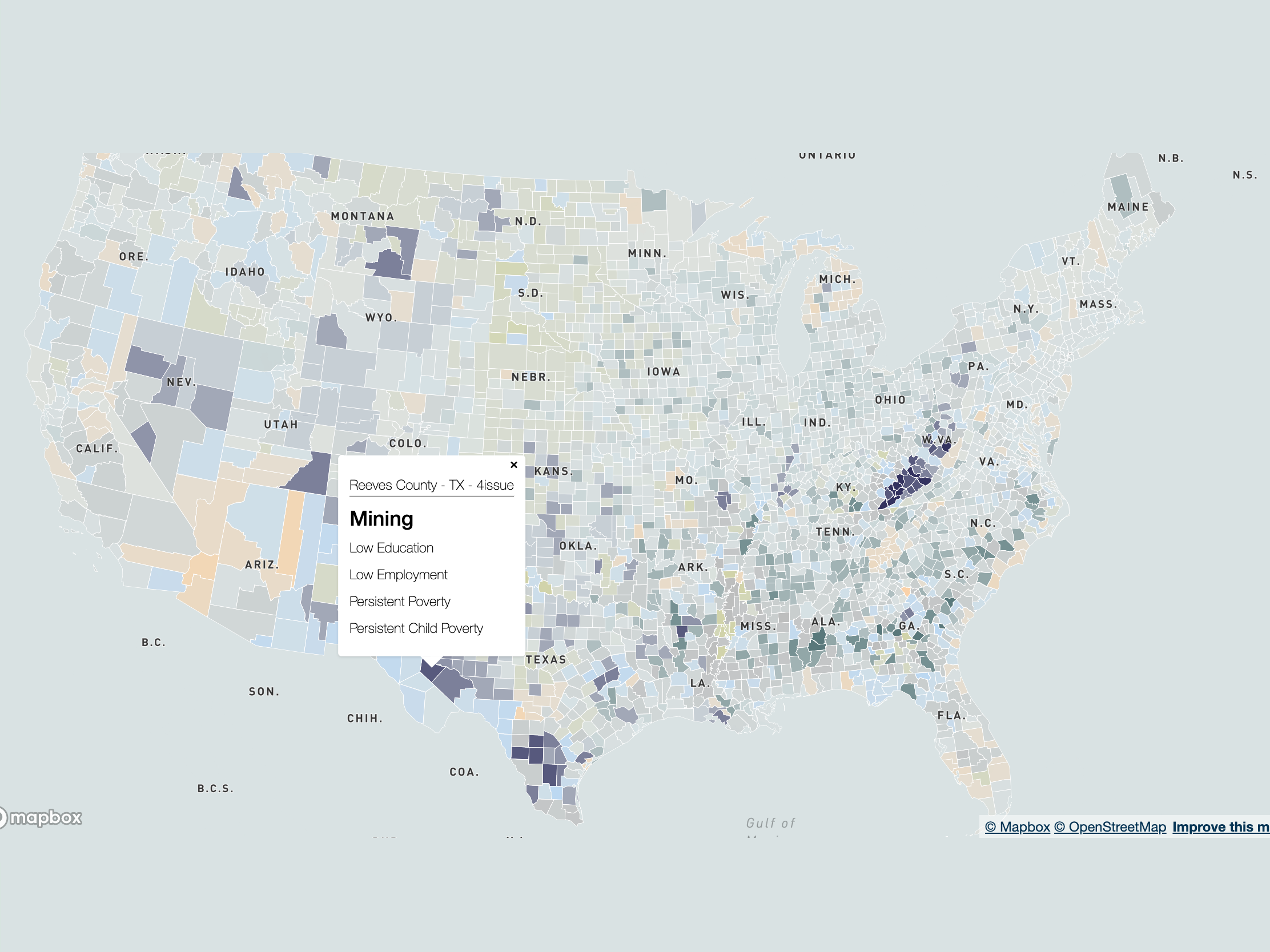 a map about US County Typology Codes